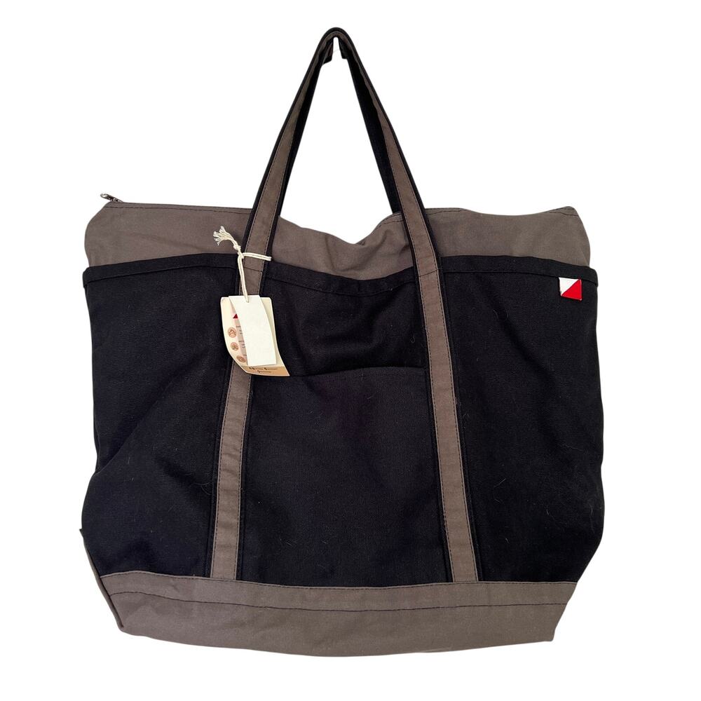 NEW Shorebags Large Canvas Boat Tote Cotton Unisex Bag Black Gray Cotton Zipper